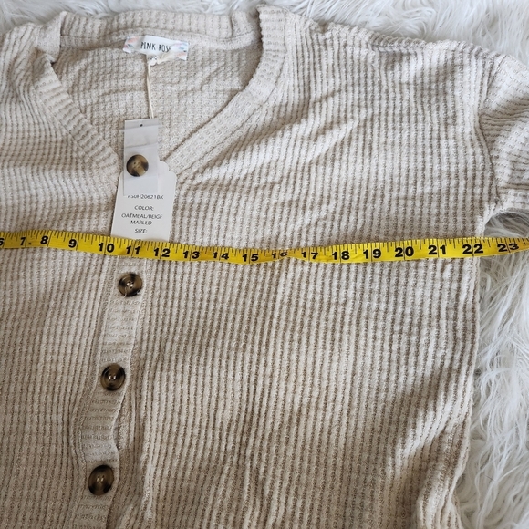 NWT Pink Rose Women's Cardigan‎ V-Neck Waffle Knit Long Sleeves Tie Knot XL - Picture 8 of 14